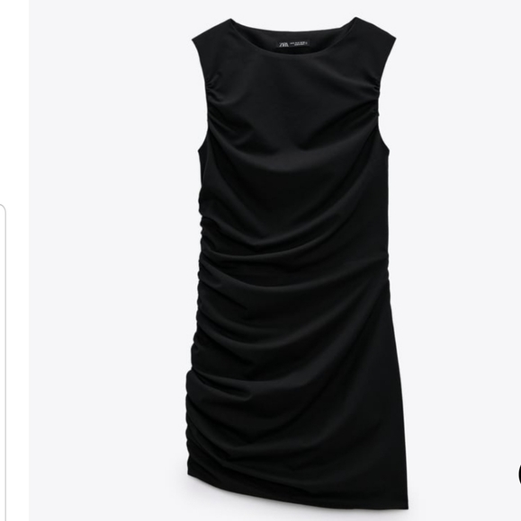 Zara Dresses & Skirts - Zara Black Ruched Sides Sleeveless Bodycon Mini Dress Size XS